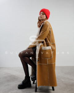 Yellow shearling coat 110