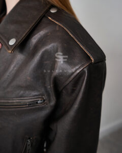 Brown crop jacket with lacing