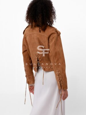 Sandy Suede Jacket with Lacing
