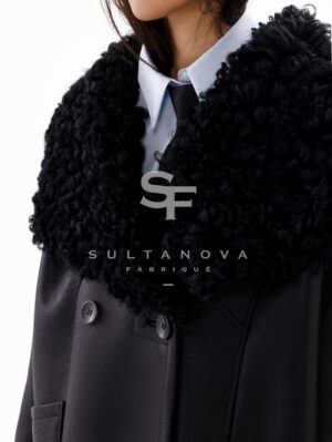 Black Double-breasted Sheepskin Coat